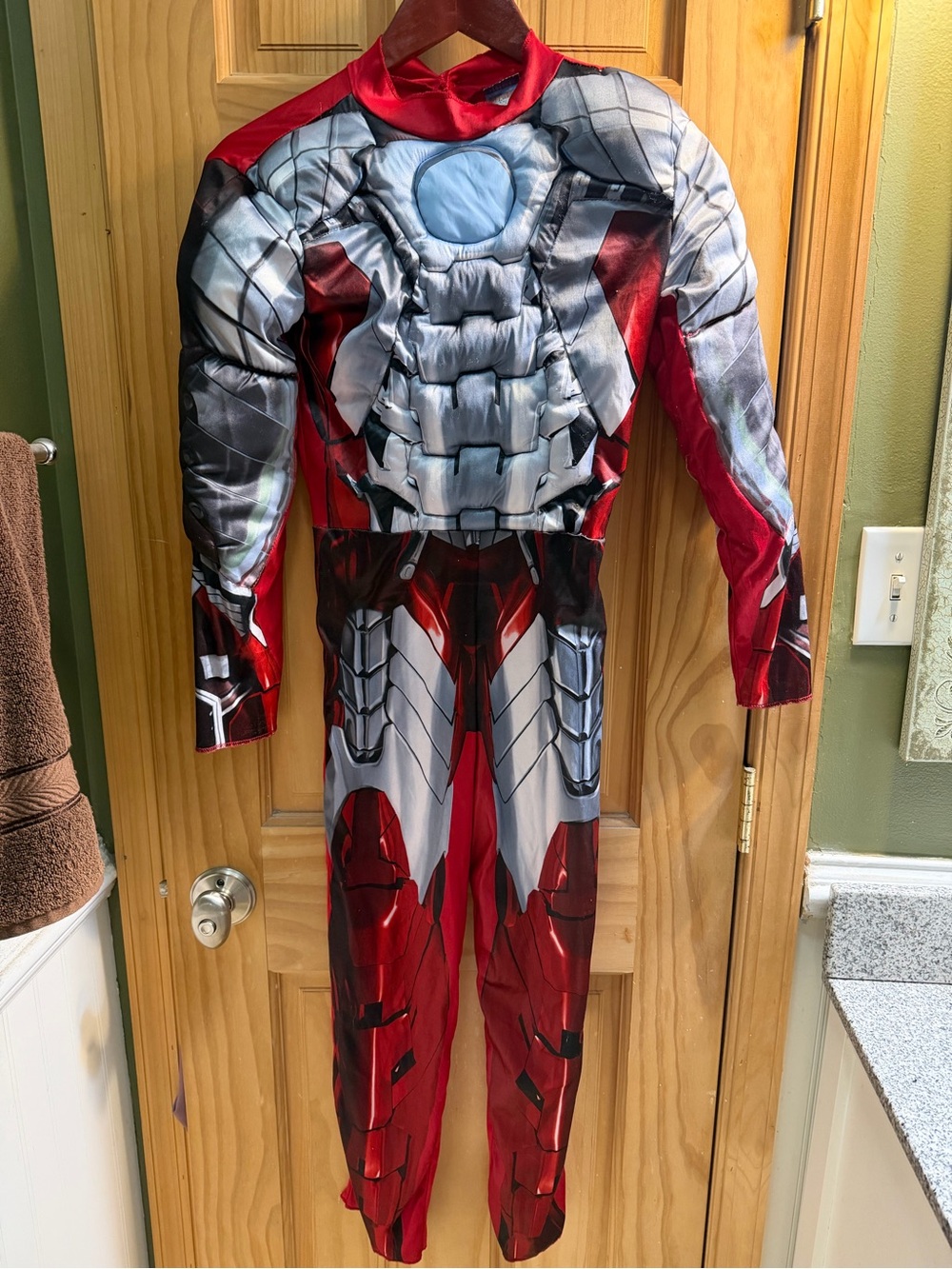 Iron Man Red and Silver Padded Superhero Jumpsuit Costume